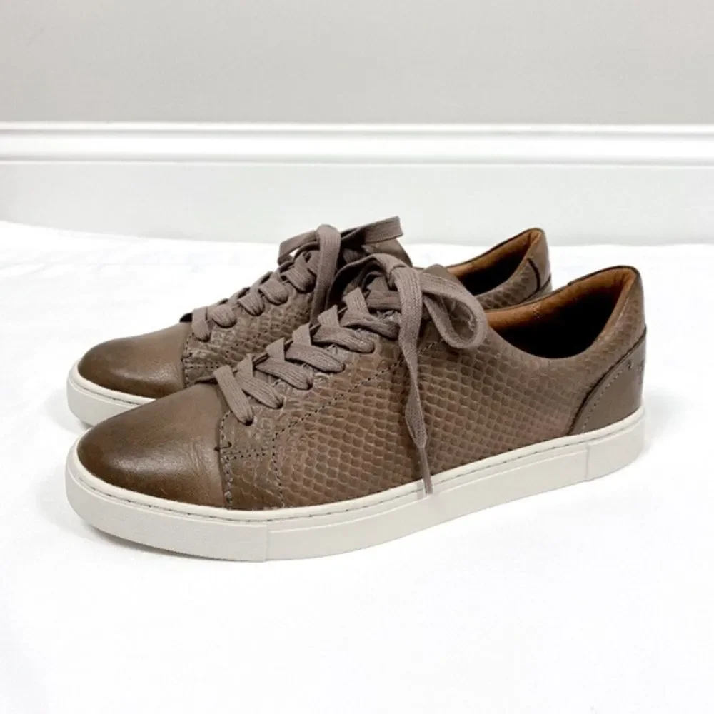 FRYE Ivy Low Lace Leather Embossed Sneakers
